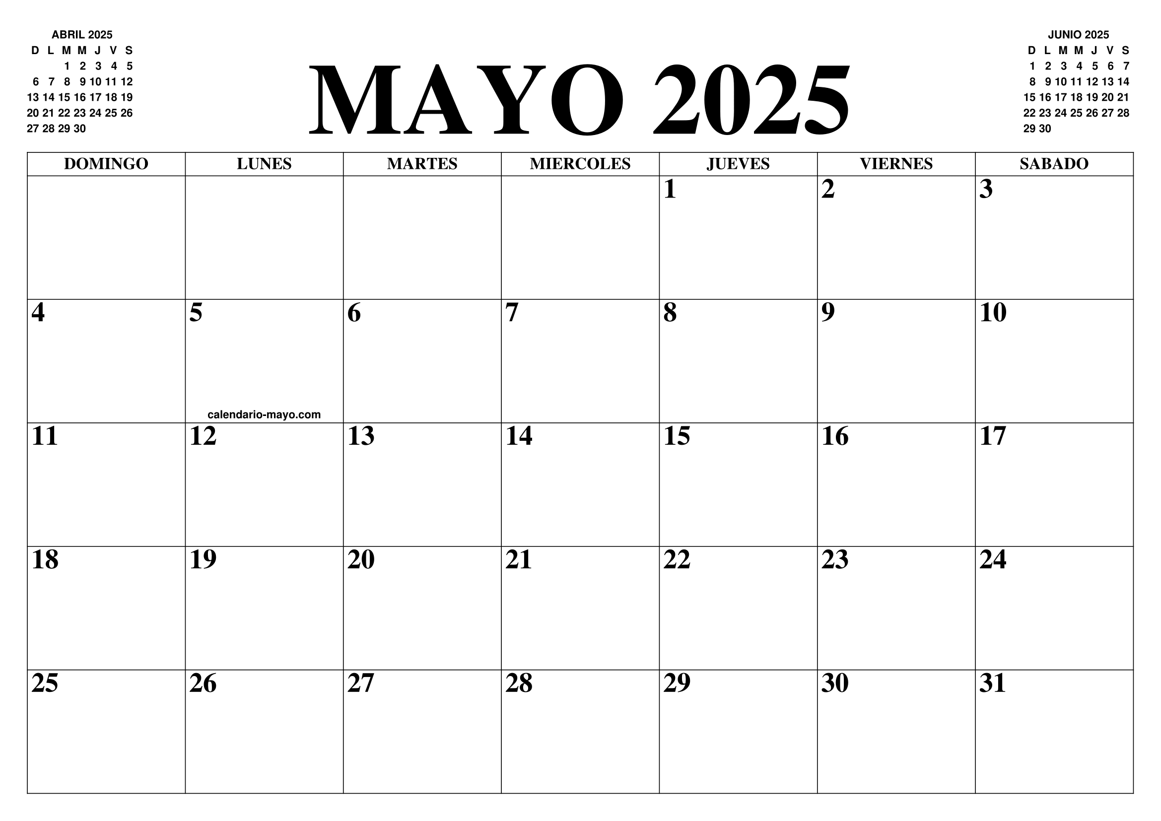 Calendario 2025 Mayo Y Junio